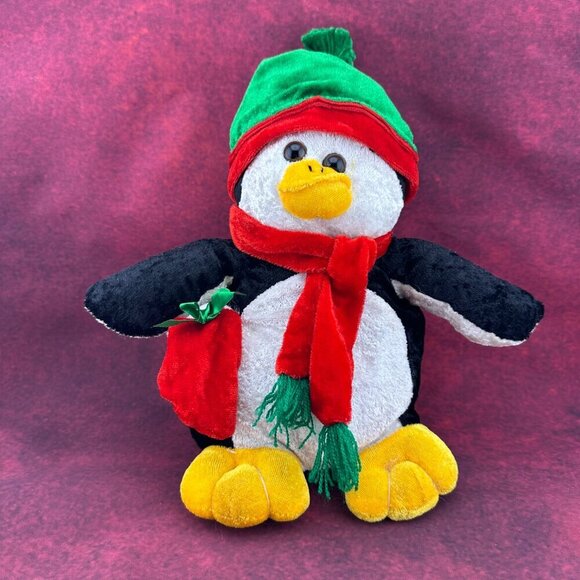 Other - HOLIDAY CHRISTMAS PINQUIN 10" PLUSH TOY w/HAT, SCARF & STOCKING
